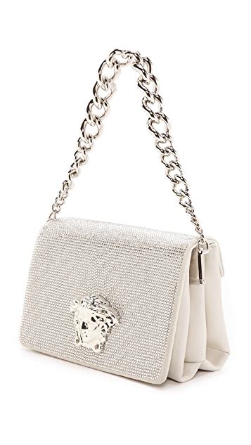 versace swarovski crystal shoulder bag white silver